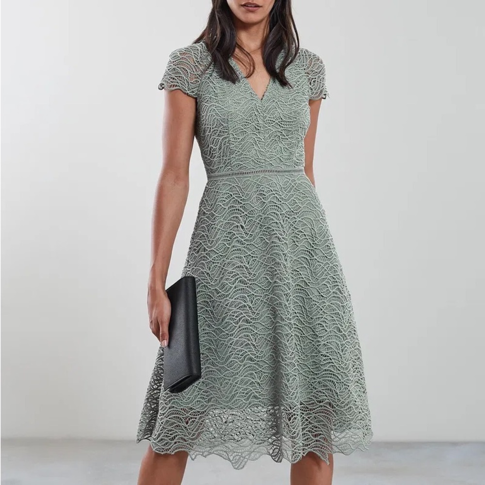 Reiss green lace dress